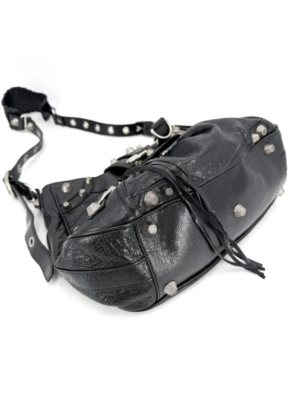 Balenciaga Shoulder Bag Neo Cagole Crossbody Leather Black Silver